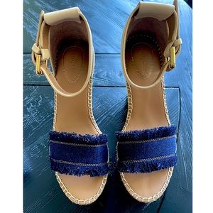See By Chloe Glyn Denim Espadrille Wedge Sandal Size 9 (39)